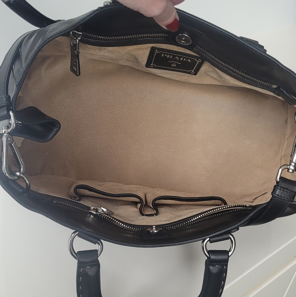 PRADA Rare Nocciolo Soft Calf Leather Black Bag - Picture 11 of 14